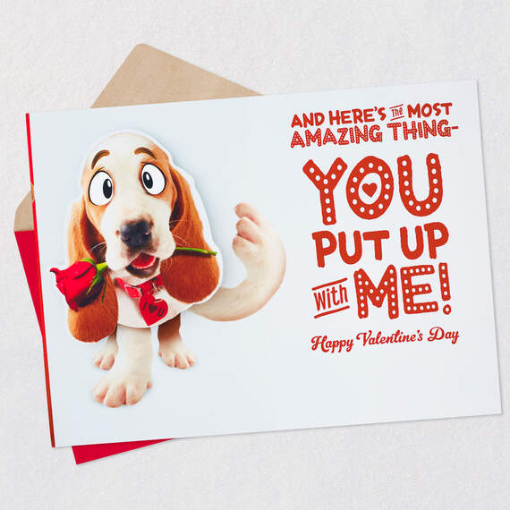 Cute Dog Love You Funny Romantic Pop-Up Valentine's Day Card, , large image number 3