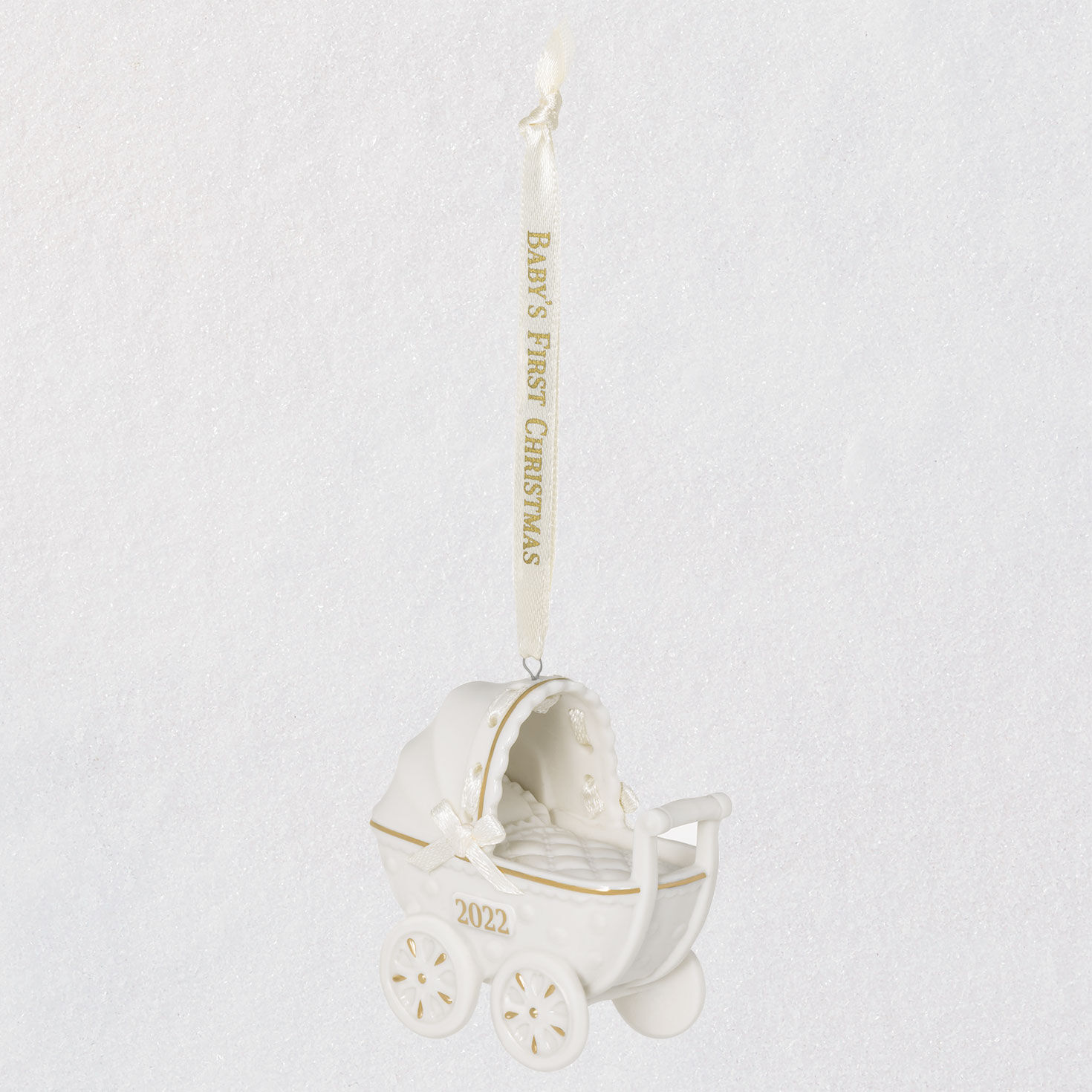 2022 Hallmark Babys First Christmas Baby's First Christmas Pram 2022 Porcelain Ornament - Keepsake Ornaments -  Hallmark