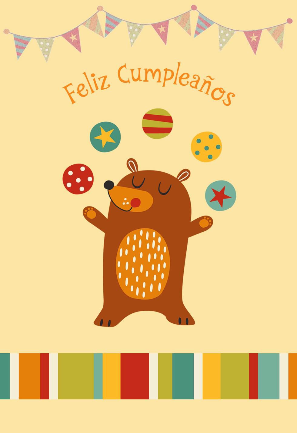 Juggling Bear Spanish-Language Birthday Card for Child
