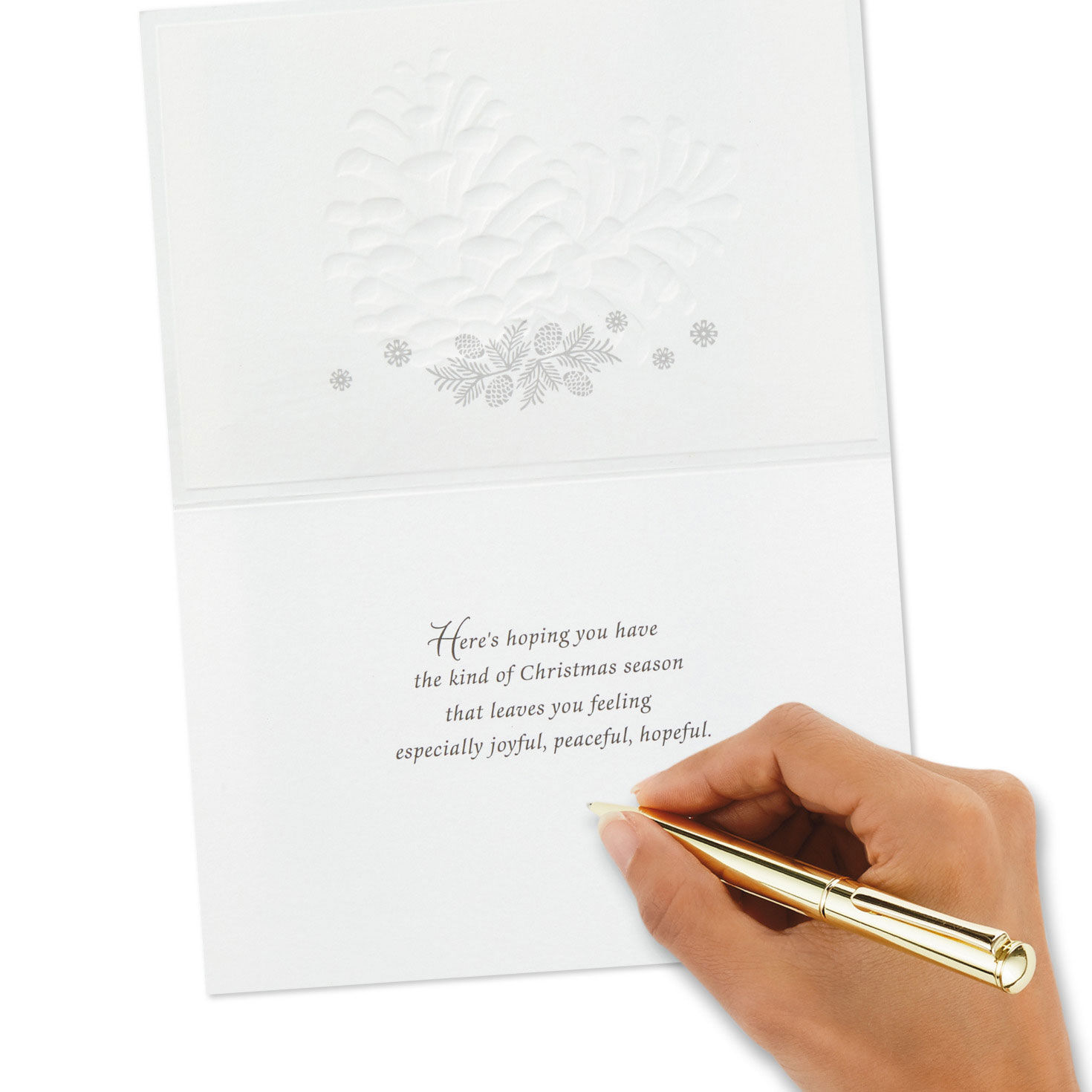 Embossed White Pinecones Boxed Christmas Cards, Pack of 12, , large image number 6