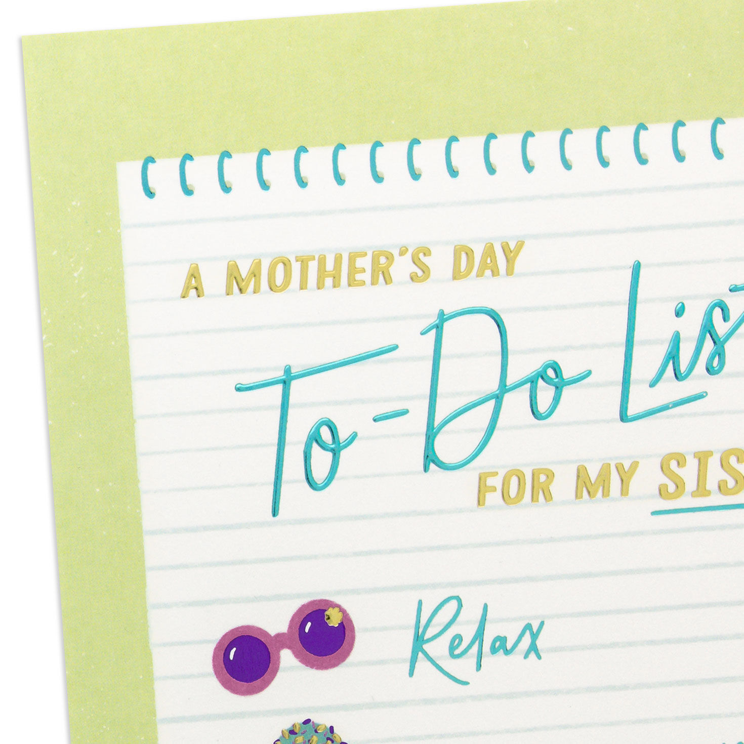 Purple and Green Mother's Day Checklist Card for Sister Card Front Detail image number 4