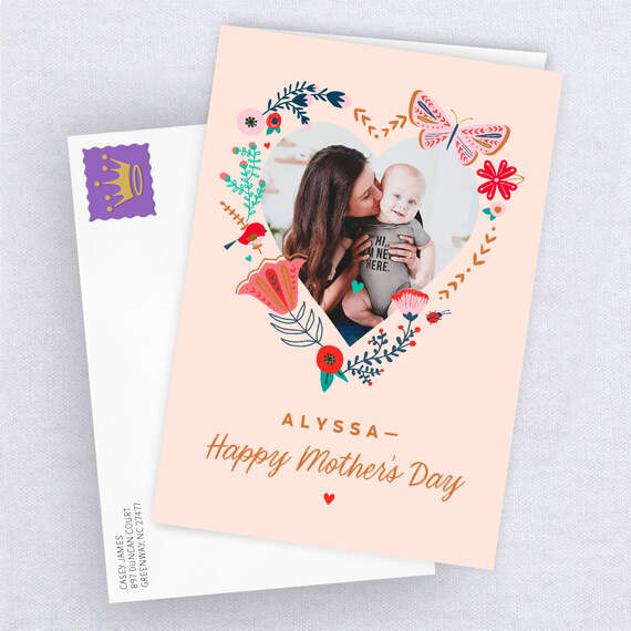 Personalized Flower Heart Mother's Day Photo Card, , large image number 4