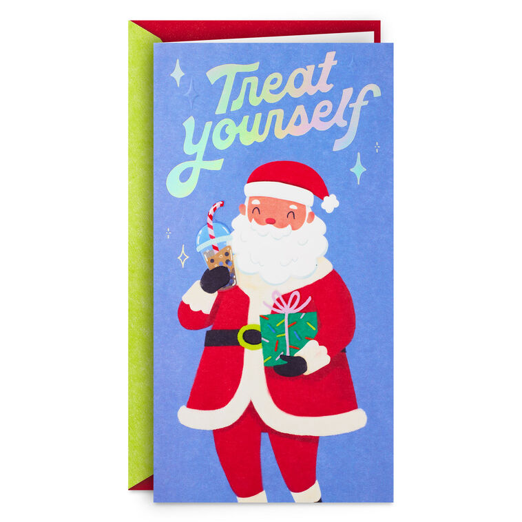 Treat Yourself Santa Claus Money Holder Christmas Card
