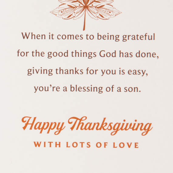 Thanking God for You Religious Thanksgiving Card for Son, , large image number 2
