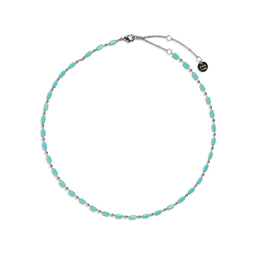 Pura Vida Blue Skies Glass Bead and Silver Chain Anklet, 