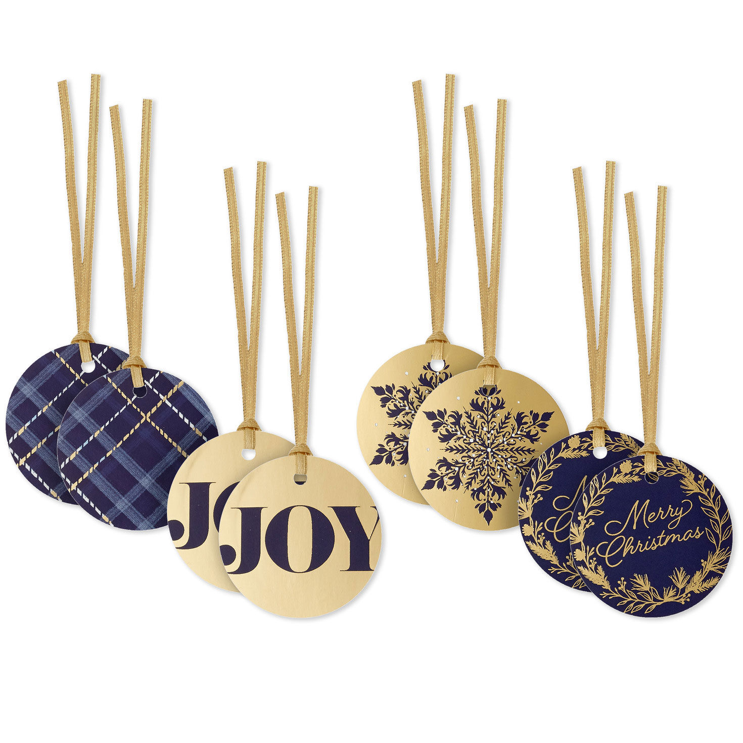 Navy and Gold 8-Pack Assorted Christmas Gift Tags