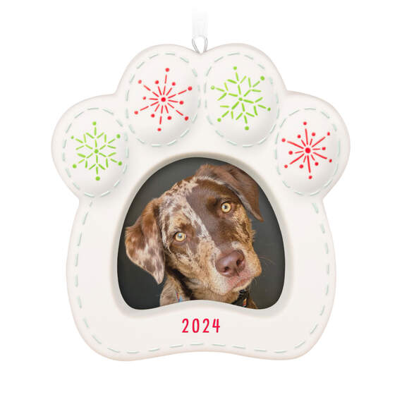 Happy Dog 2024 Porcelain Photo Frame Ornament