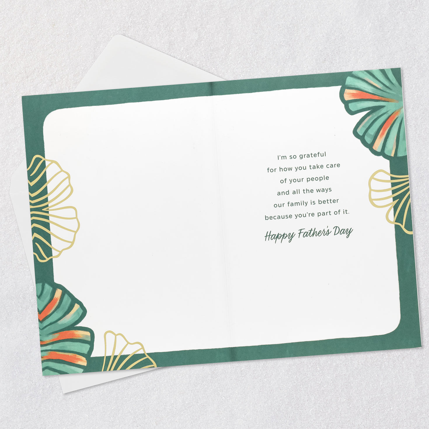 Ginkgo Leaves Stepdad Father's Day Card Open card with envelope image number 3