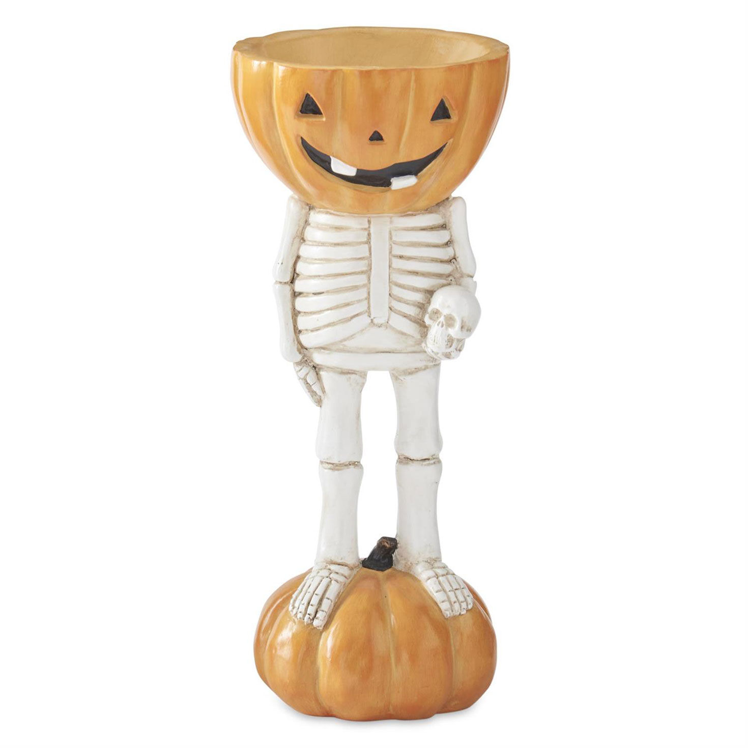 K&K Interiors Pumpkin Head Skeleton Bowl, 11.5"