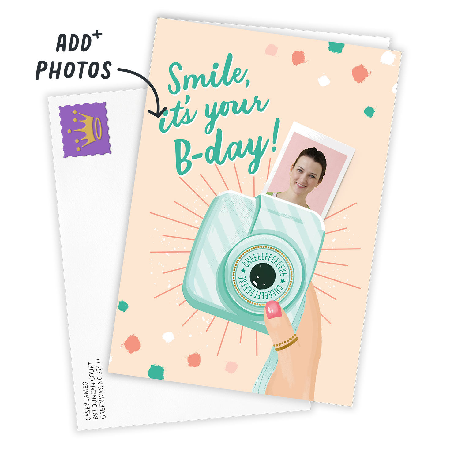 Retro Camera Personalized Birthday Card Card Front with Envelope image number 2