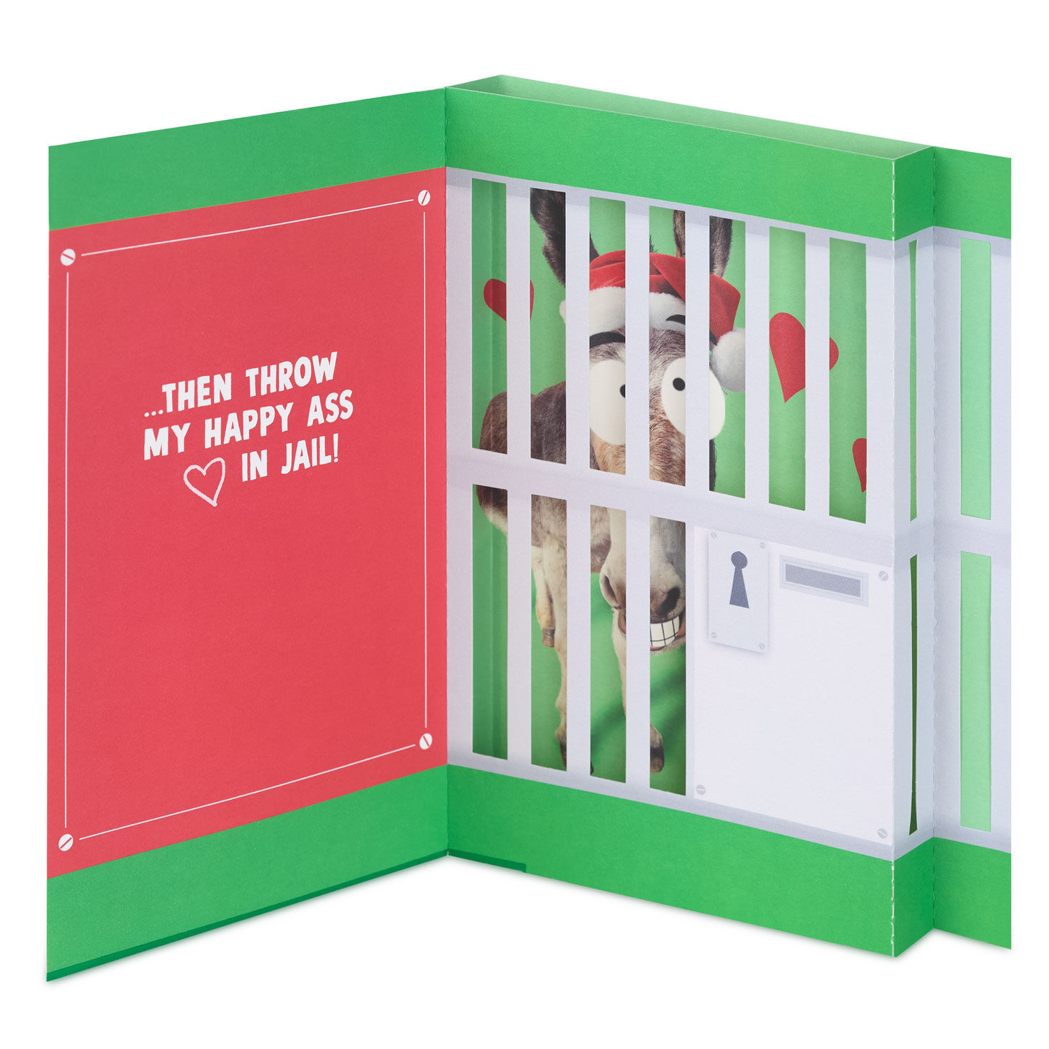Happy Donkey Love Christmas Card open card image number 2