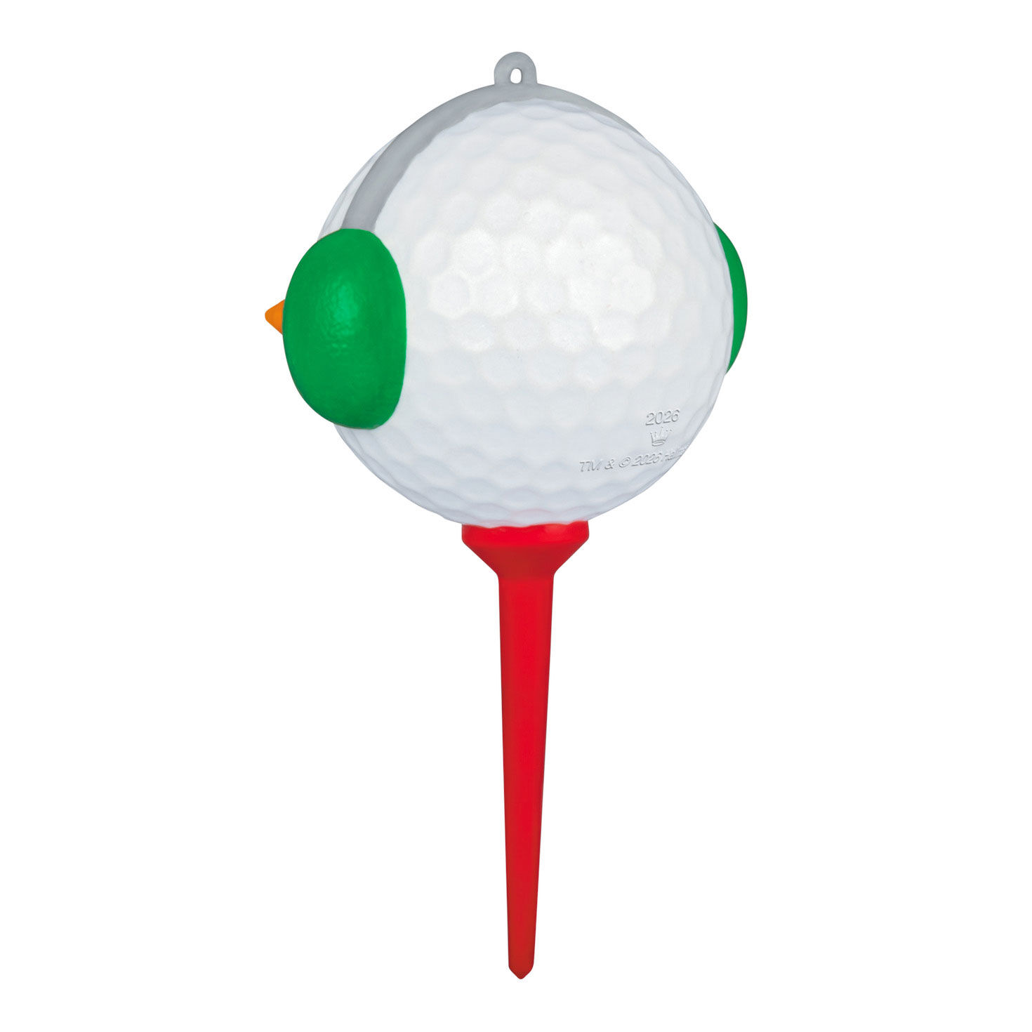Snowman Golf Ball on Red Tee Keepsake Ornament Back image number 6