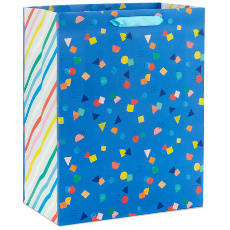 13" Confetti on Blue Large Gift Bag, , large