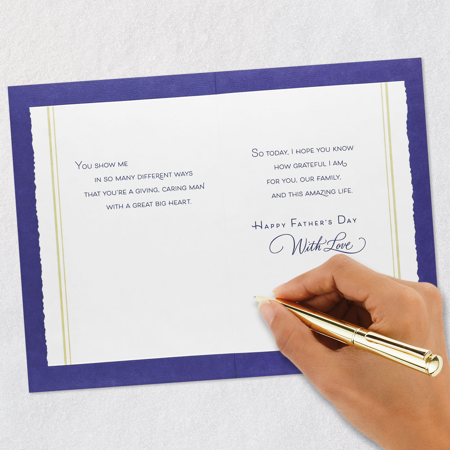 Blue and Gold Cattails Father's Day Card signing card image number 7