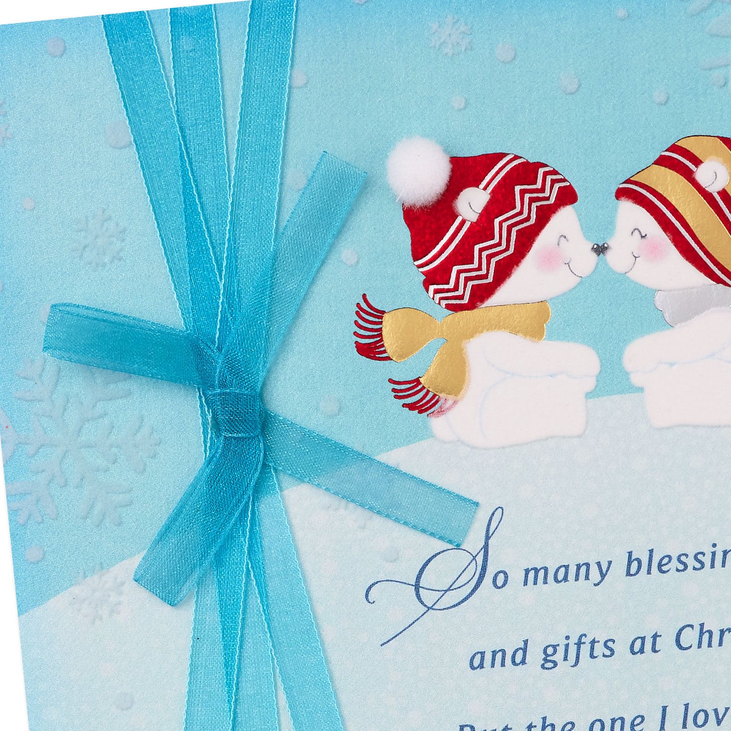 Snowy Teal Animals Religious Christmas Card Card Front Detail image number 5