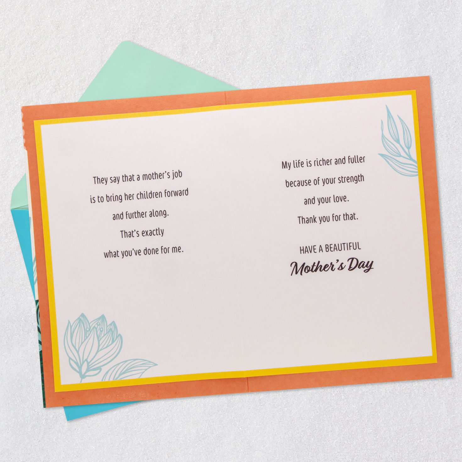 Flowers and Leaves Mama Mother's Day Card From Daughter Open card with envelope image number 4