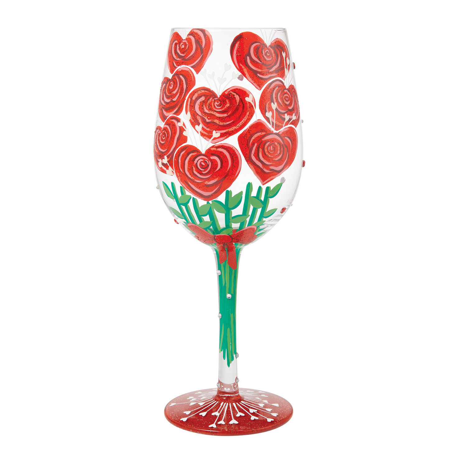 Lolita Valentine's Bouquet Handpainted Wine Glass, 15 oz.