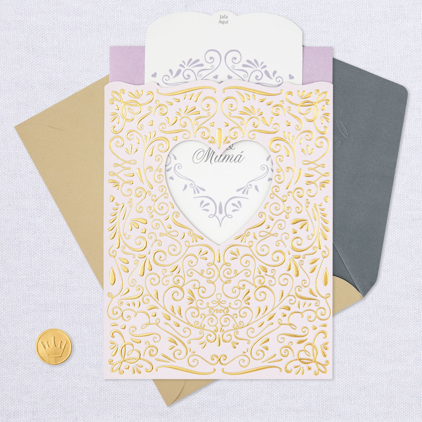 Heart of Our Family Spanish-Language Anniversary Card for Pap&aacute; & Mam&aacute; With Keepsake Sentiment, , large image number 5