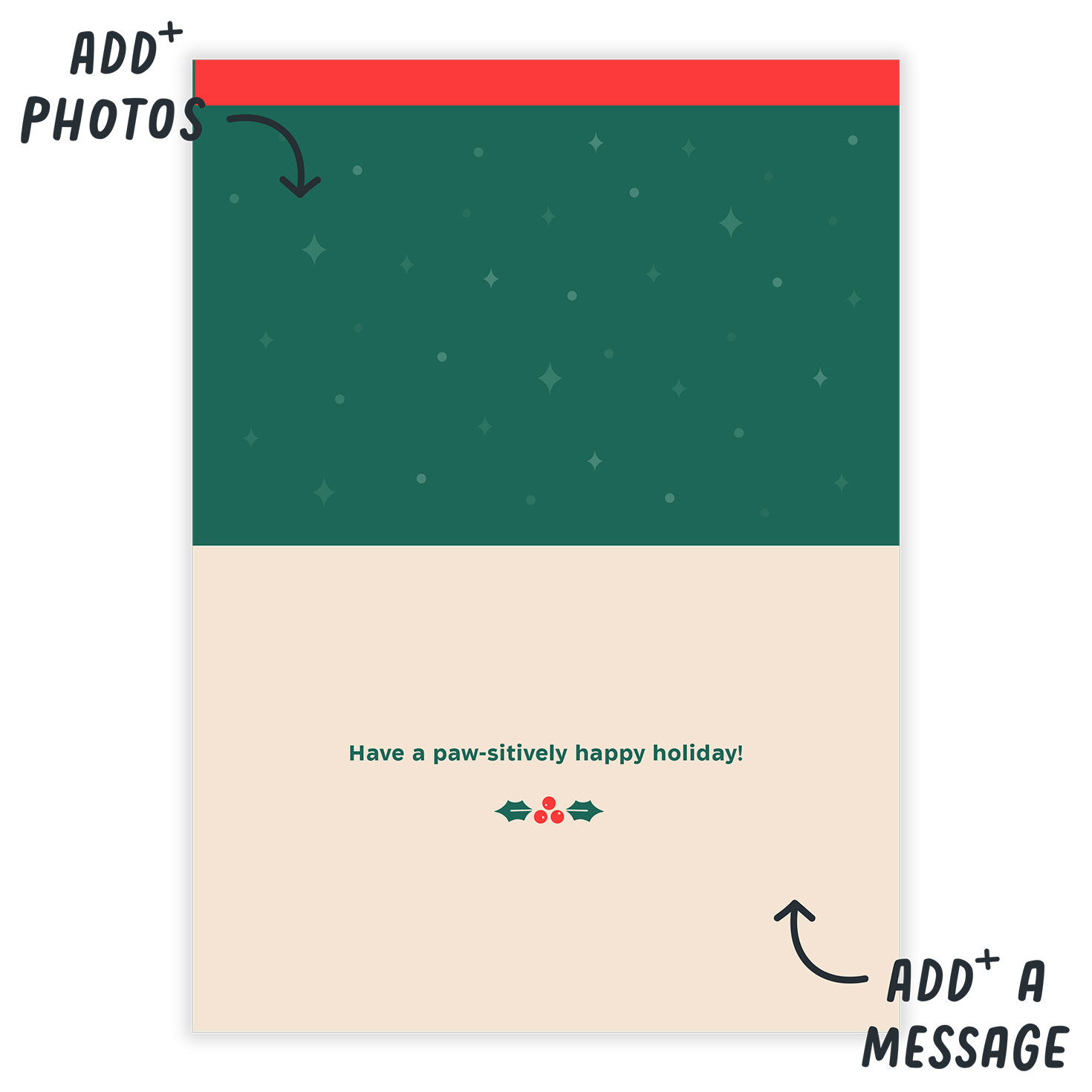 Antlers on Oval Photo Personalized Christmas Card Open Card indicating personalization image number 3