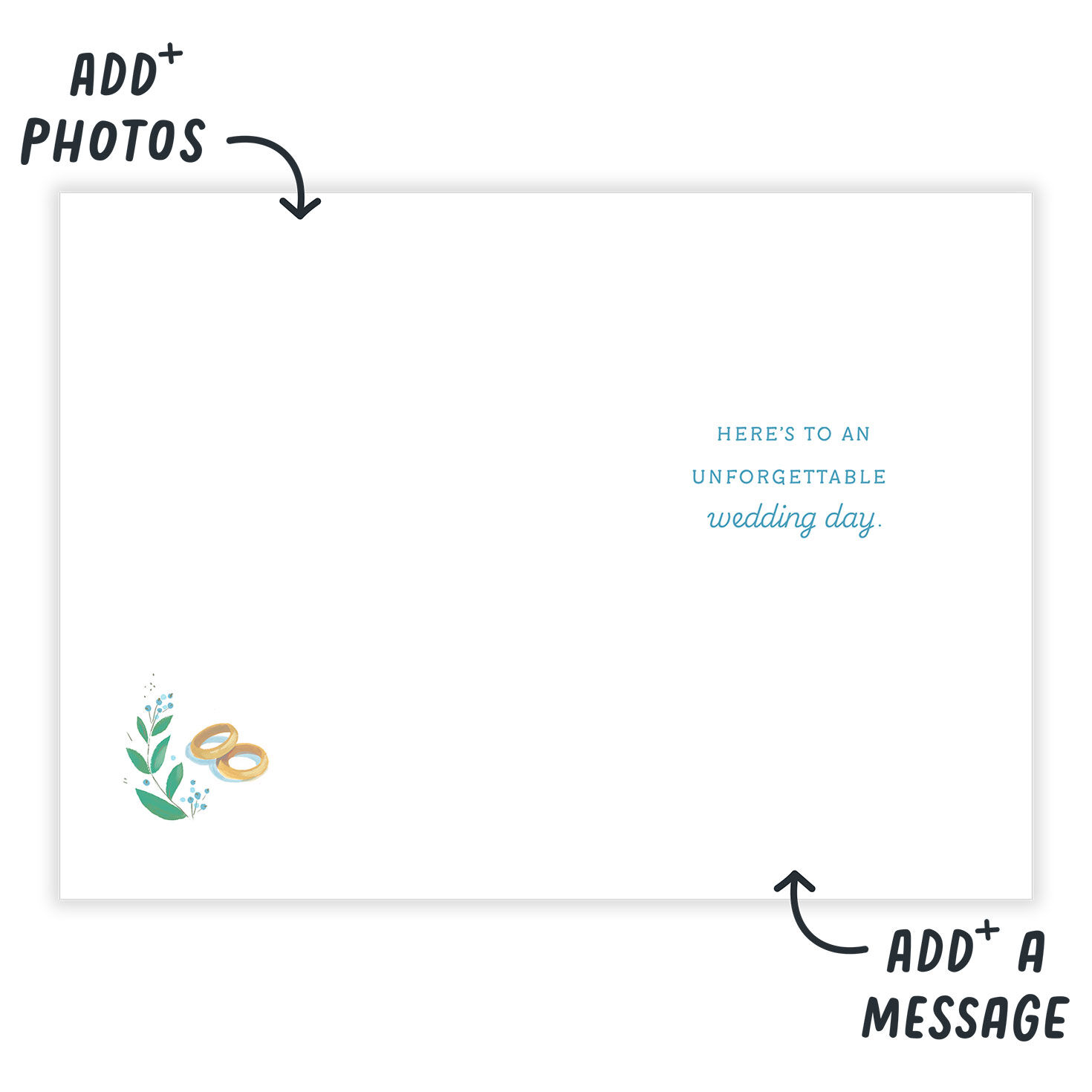 Cheers Champagne Bottle Personalized Wedding Card Open Card indicating personalization image number 3