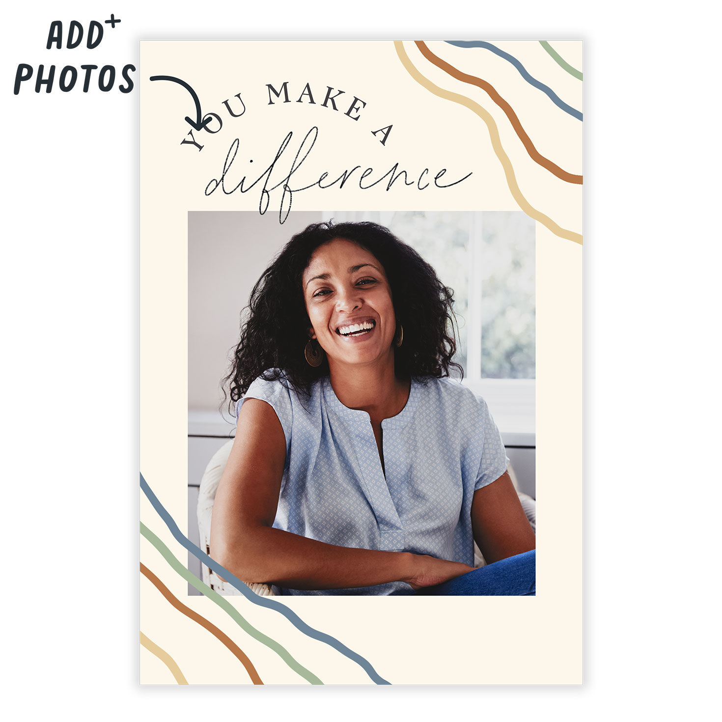 Personalized You Make a Difference Waves Photo Card  image number 2