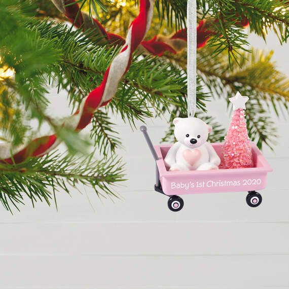 Baby Girl's First Christmas Pink Wagon 2020 Ornament, , large image number 2