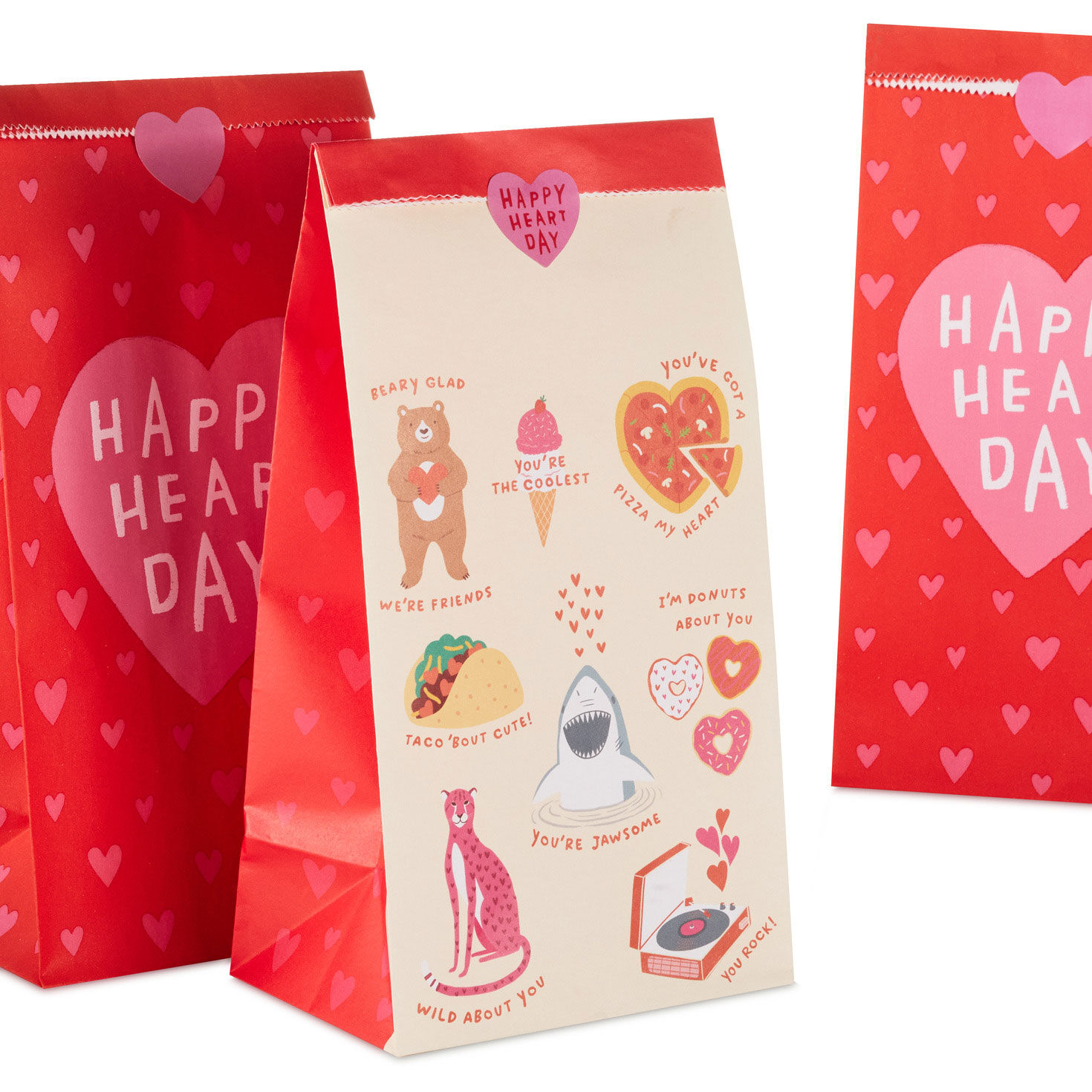Happy Heart Day Paper Treat Sacks With Stickers single bag detail image number 5