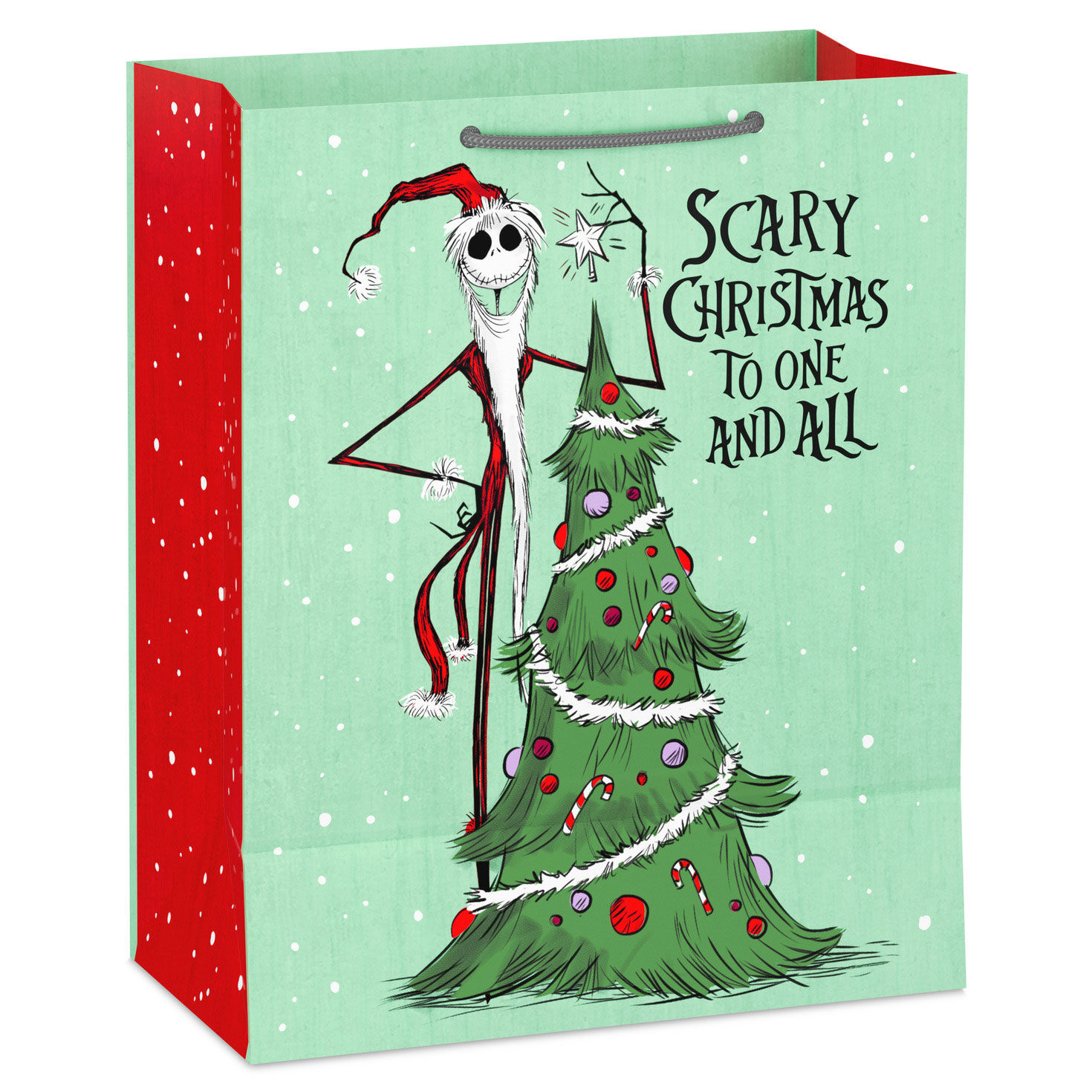 Jack Skellington Green Large Christmas Gift Bag Back image number 6