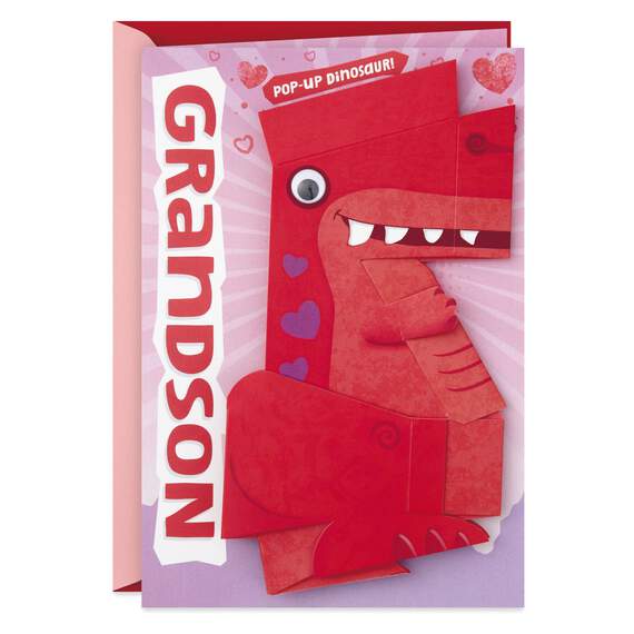 Grandson Valentine's Day Card With Pop-Up Dinosaur, , large image number 1