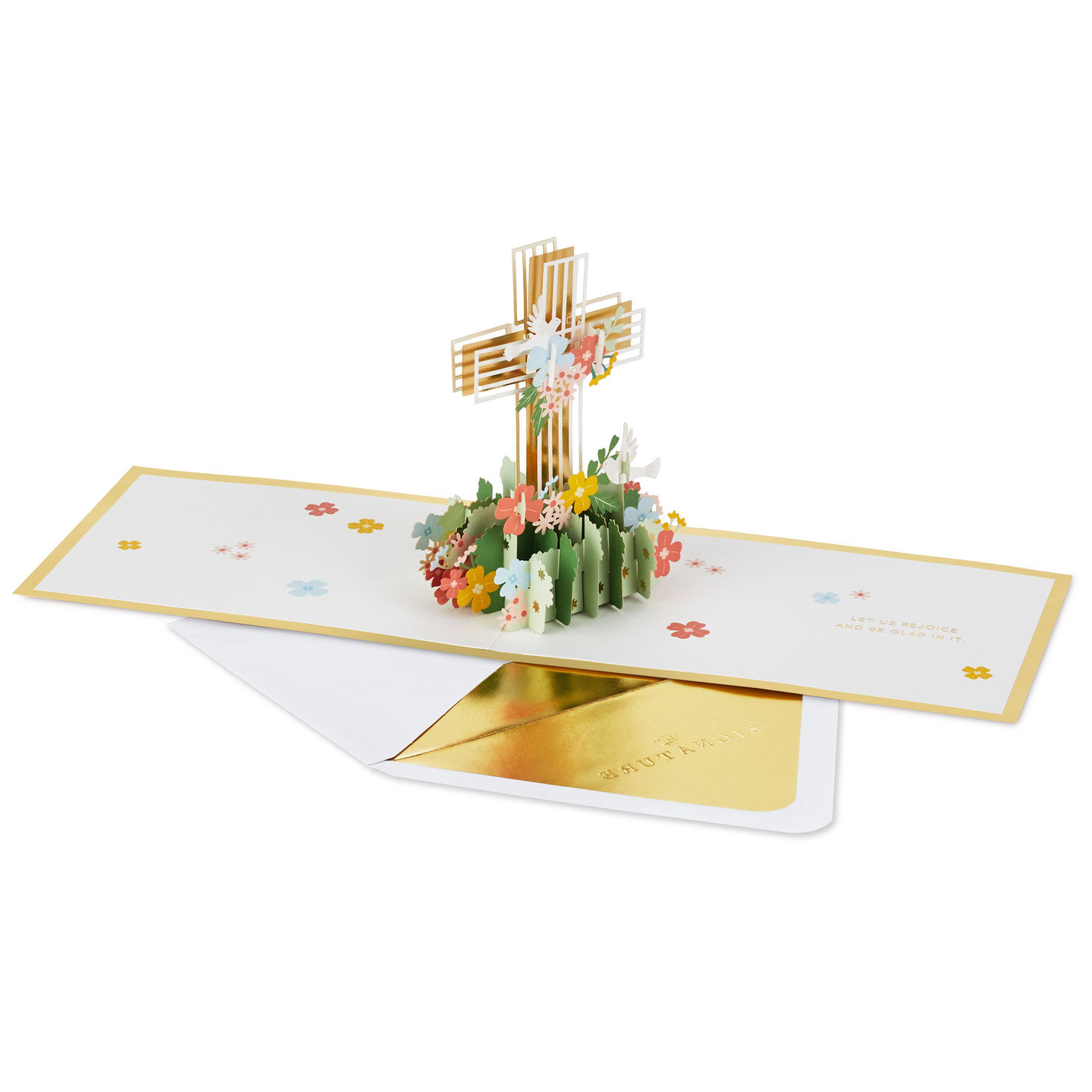Cross With Flowers Religious Pop-Up Card, , large image number 2