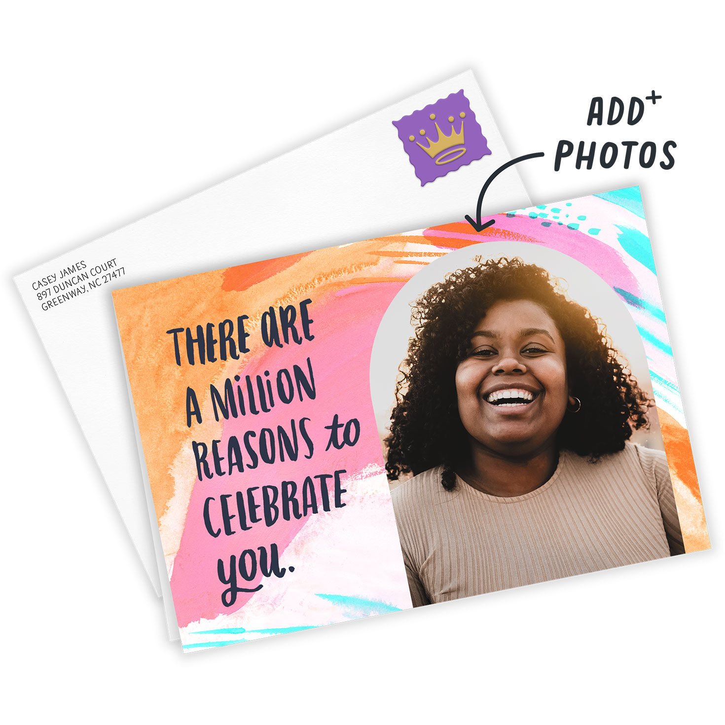 Personalized Painted Brush Strokes Birthday Photo Card  image number 2