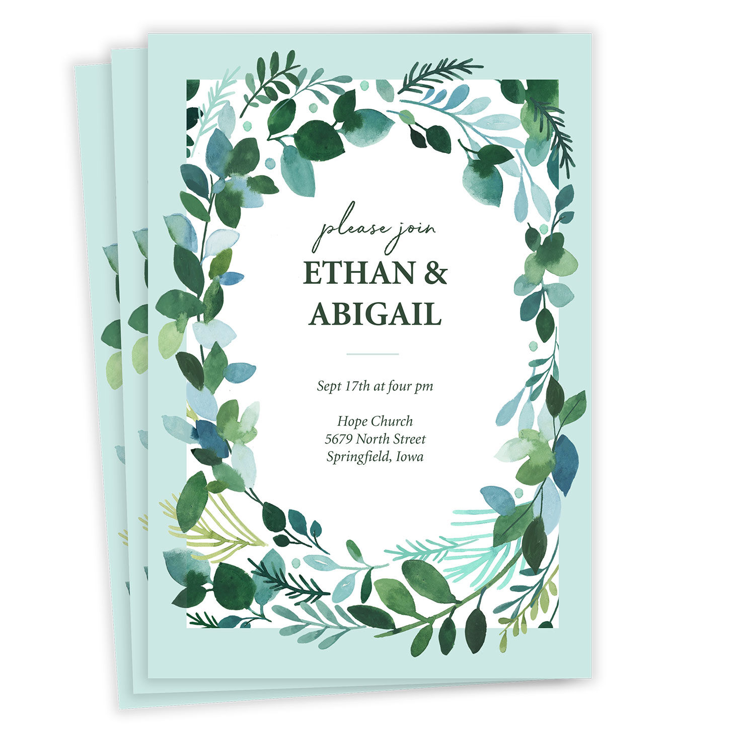 Eucalyptus Wreath Flat Wedding Invitation