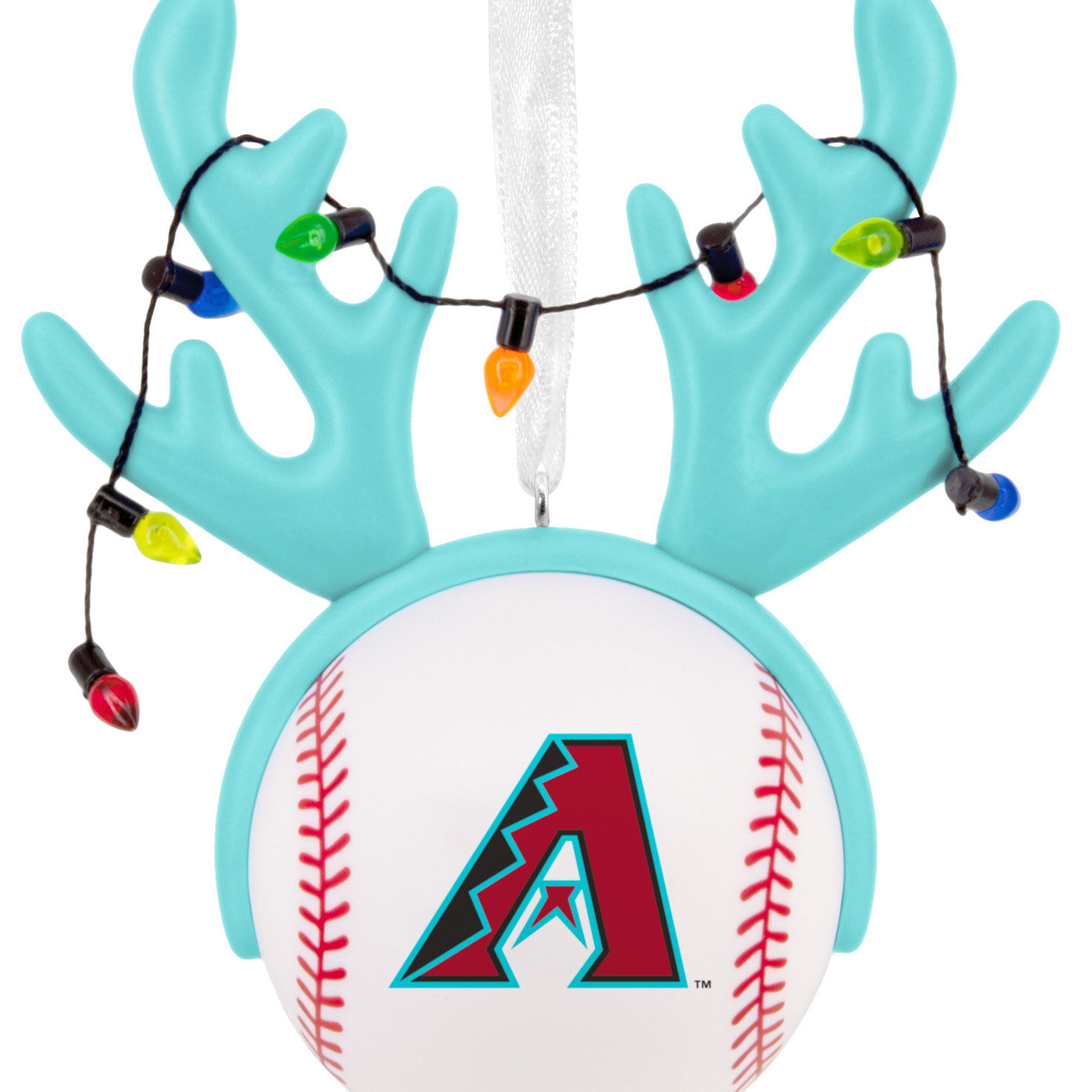 Diamondbacks Reindeer Baseball Christmas Ornament closeup view image number 5