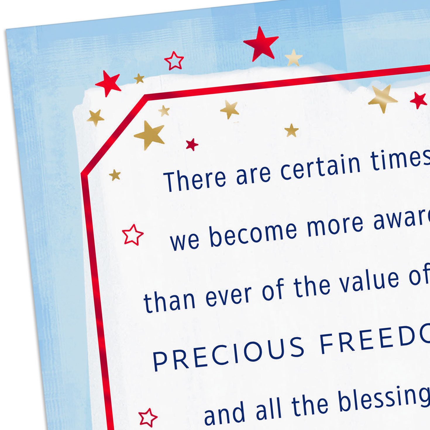 Patriotic Stars on Blue Religious Veterans Day Card Card Front Detail image number 5