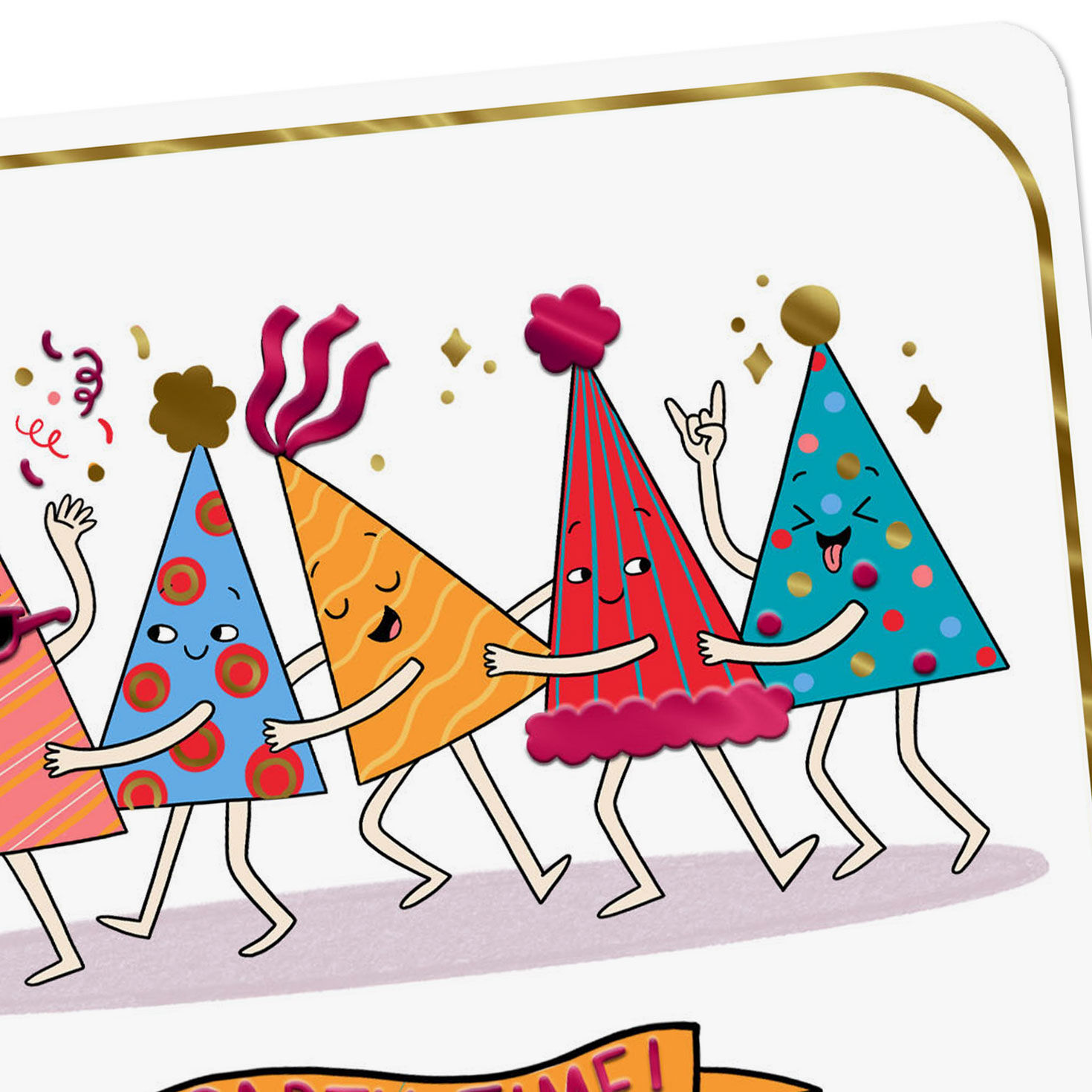 Dancing Party Hats Birthday Card for Kids Card Front Detail image number 4