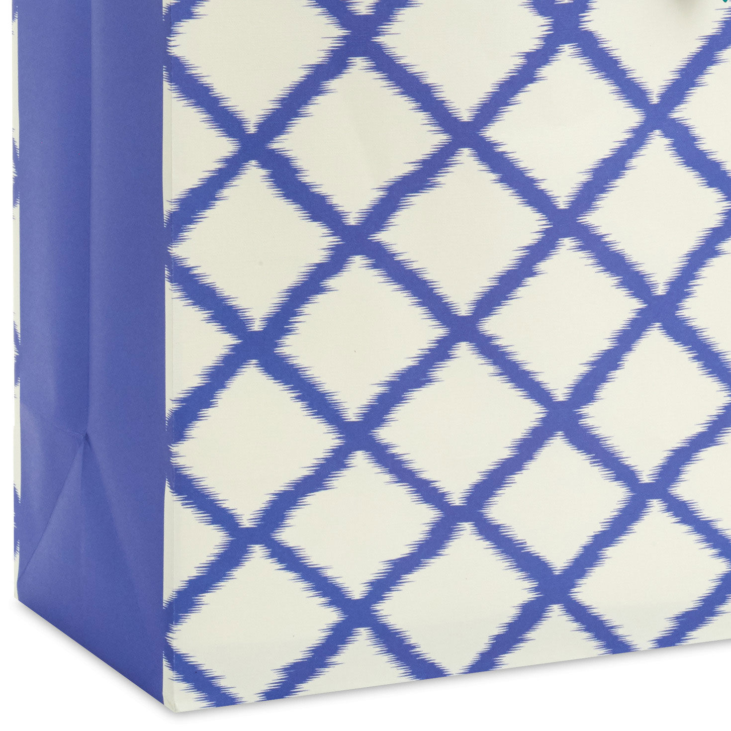 Blue Diamond Pattern Large Gift Bag Base/Side Detail image number 5