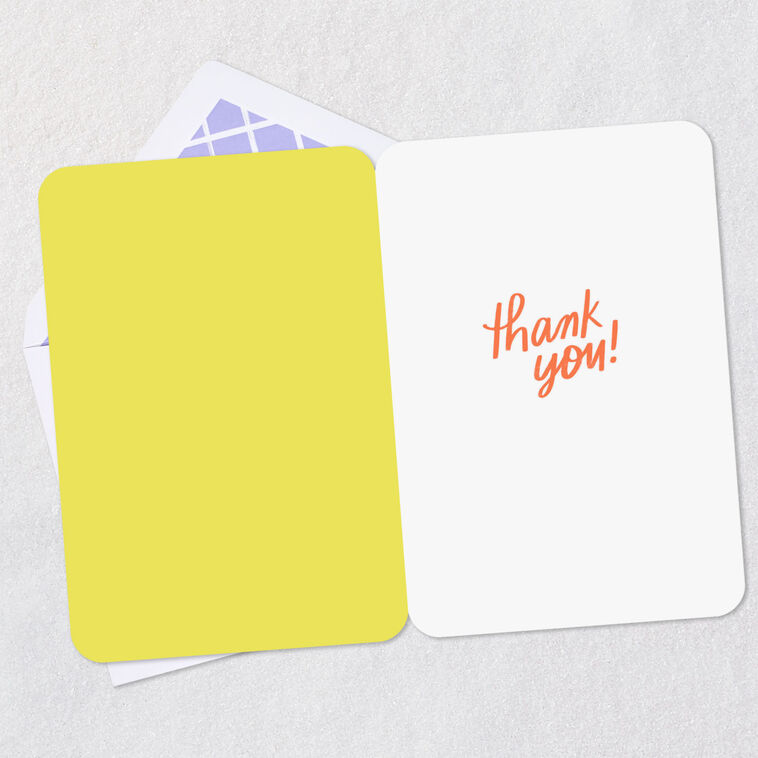 Orange and Yellow Word Bubble Thank You Card Open card with envelope image number 3