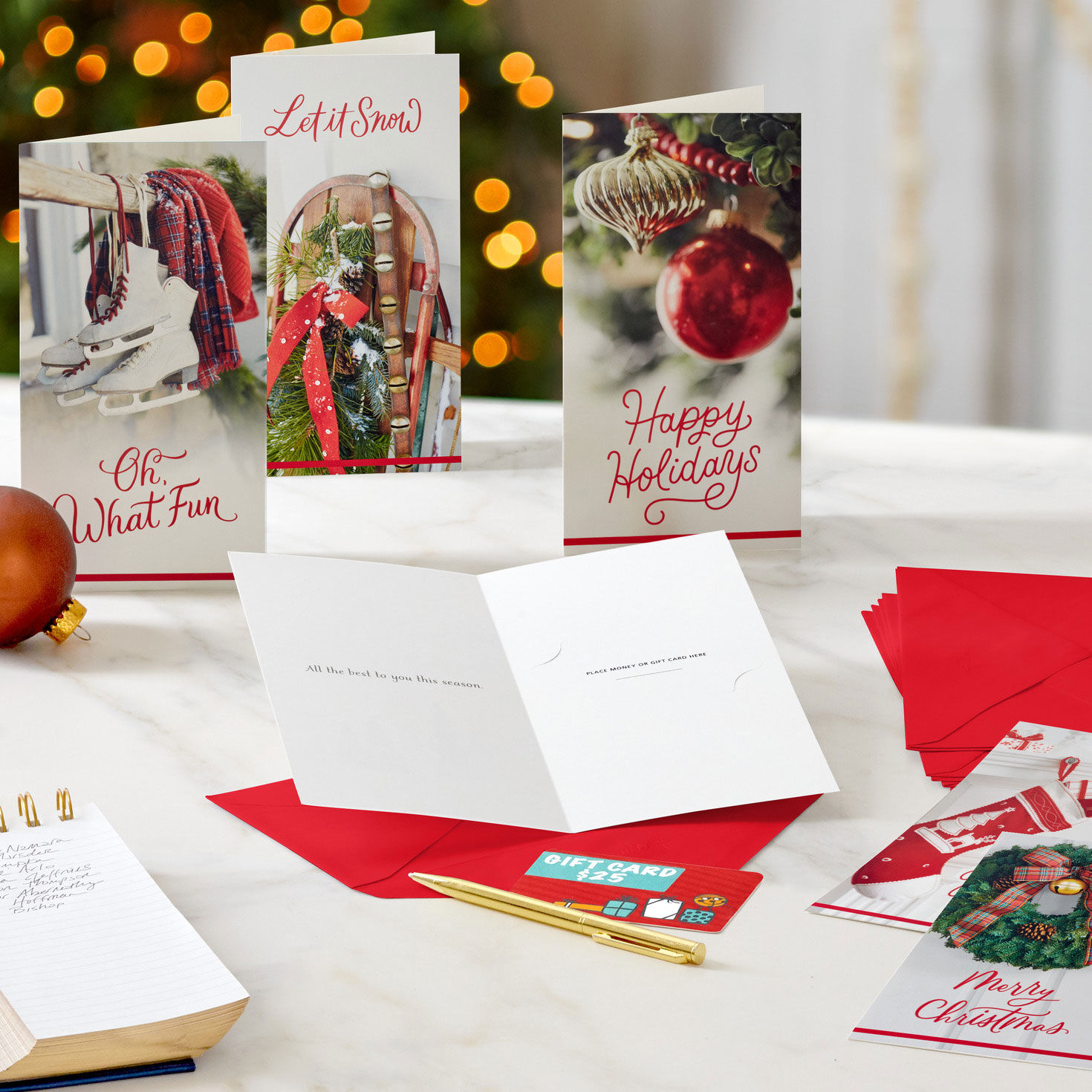 Red Green Money Holder Christmas Cards Assortment in use image number 8