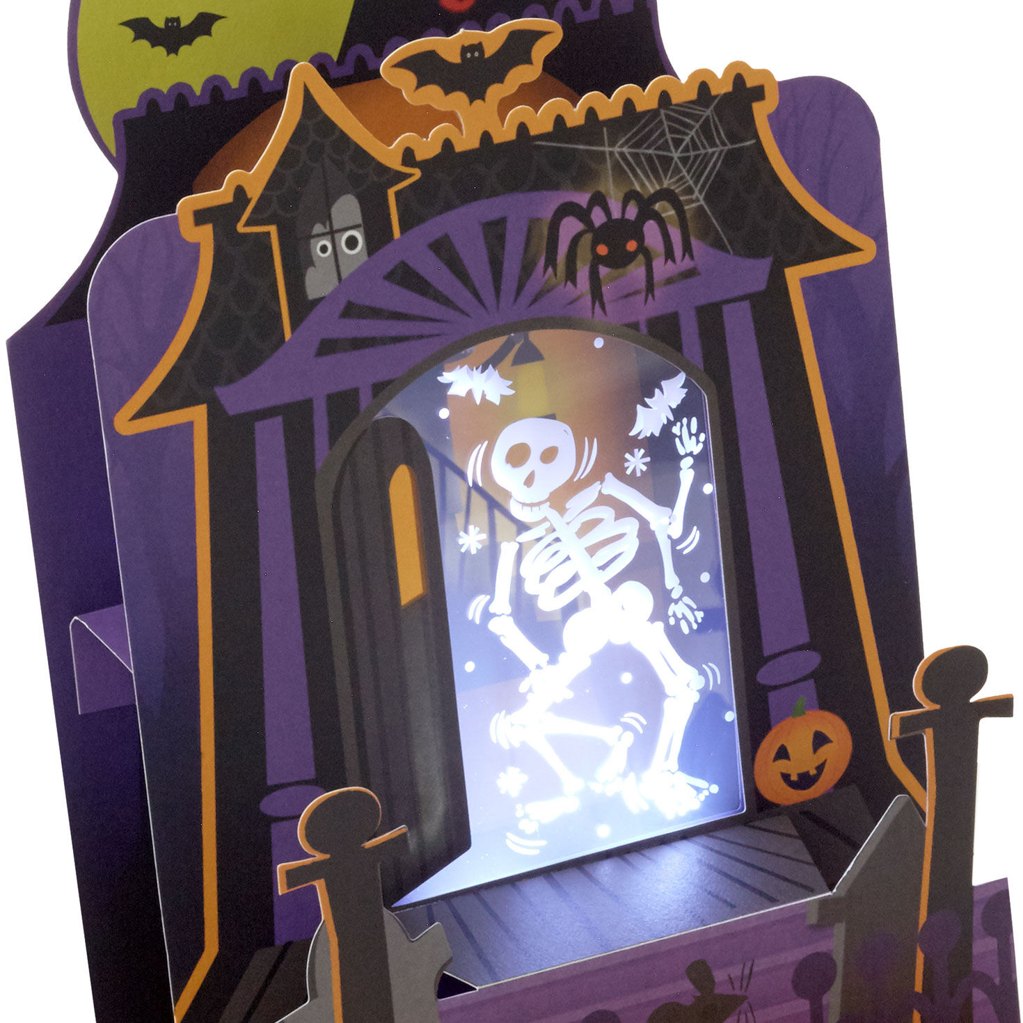 Dancing Skeleton Musical Pop-Up Halloween Card With Light