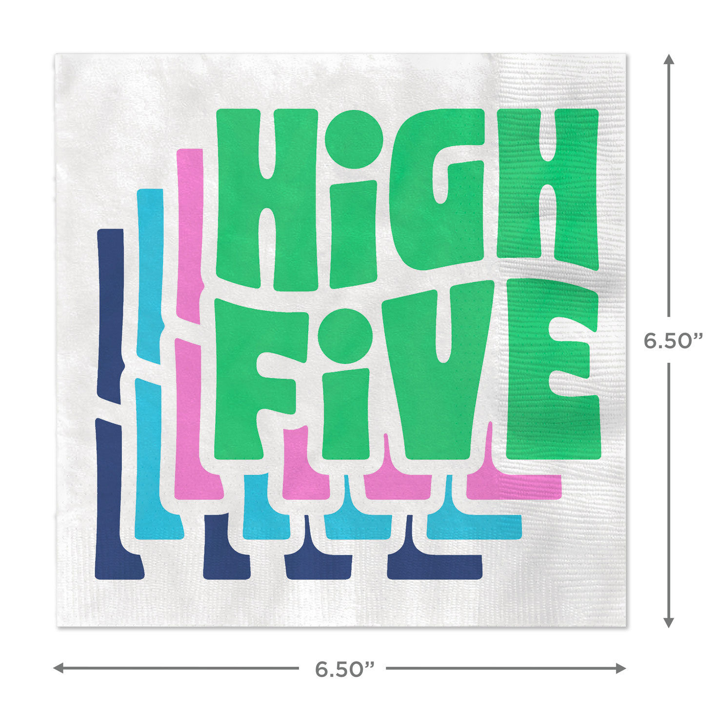 Retro Lettering High Five on White Dinner Napkins  image number 4