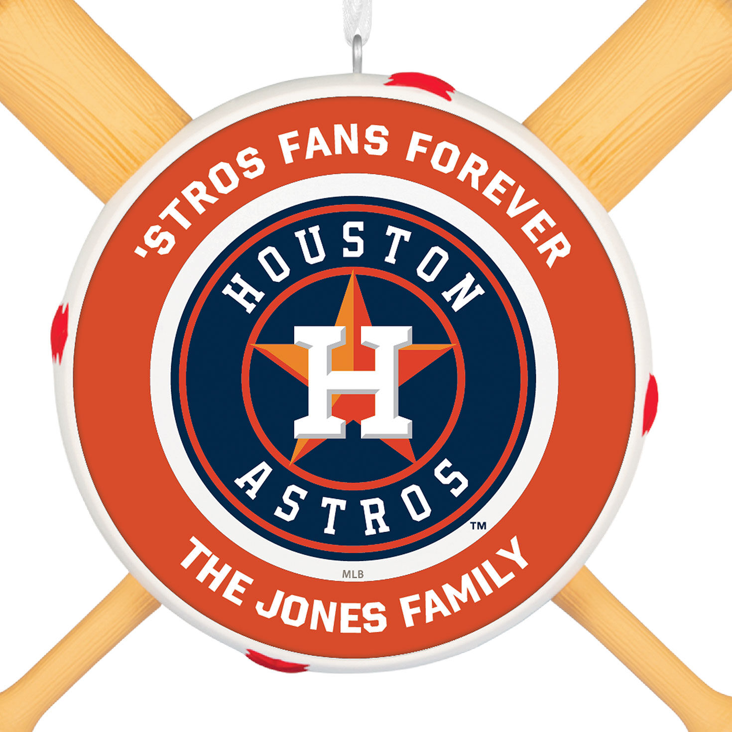 Houston Astros Personalized Text Ornament closeup view image number 6