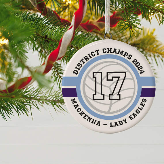 Volleyball Ceramic Circle Personalized Ornament, , large image number 2