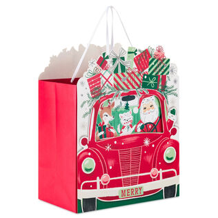 10" Road-Tripping Santa Large Square Christmas Gift Bag