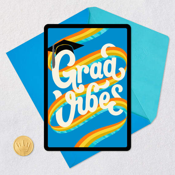 Grad Vibes Rainbow and Mortarboard Venmo Graduation Card, , large image number 7