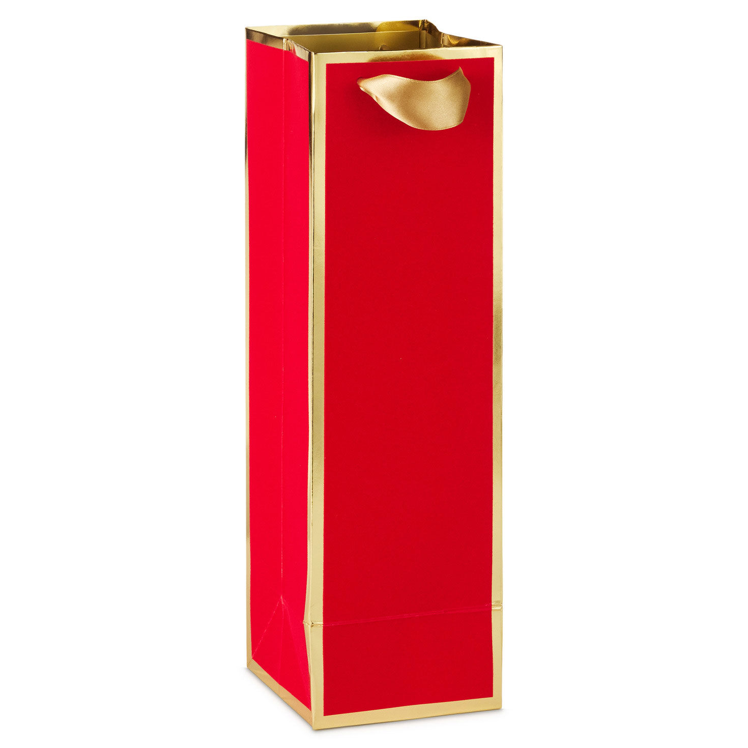 Red and Gold Holiday Bottle Gift Bag Back image number 6