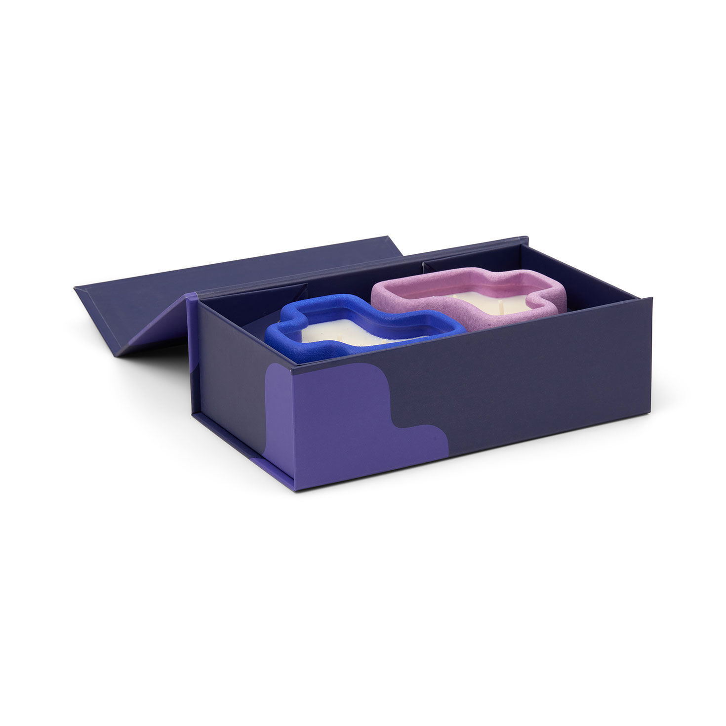 Blue and Purple Tetris Shaped Candle Set in packaging image number 3