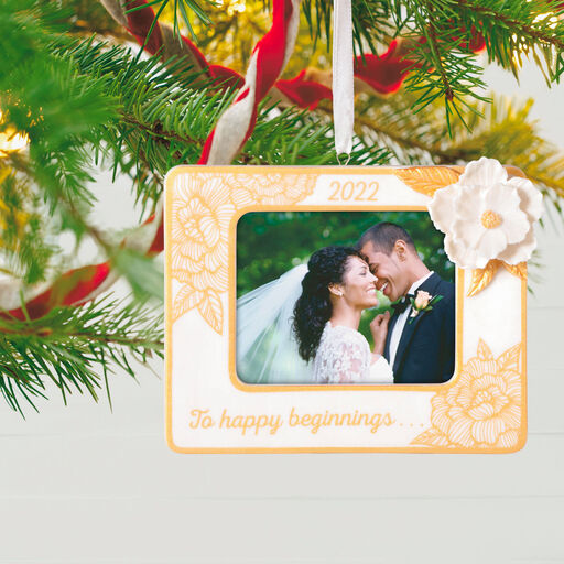 Happy Beginnings 2022 Porcelain Photo Frame Ornament, 