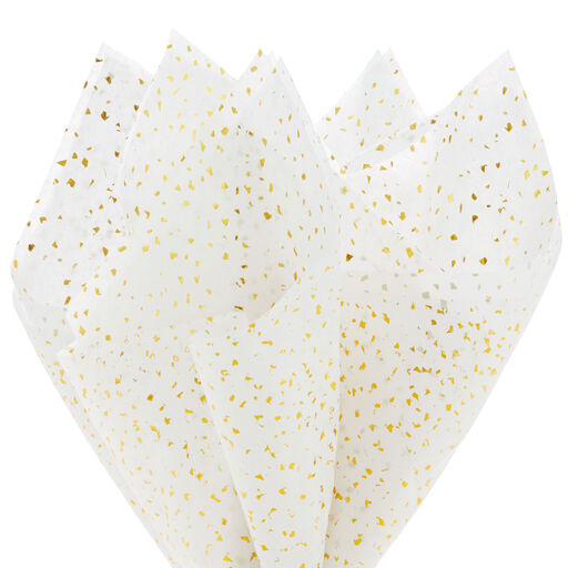 Gold Foil Flecks on White Tissue Paper, 4 sheets, 