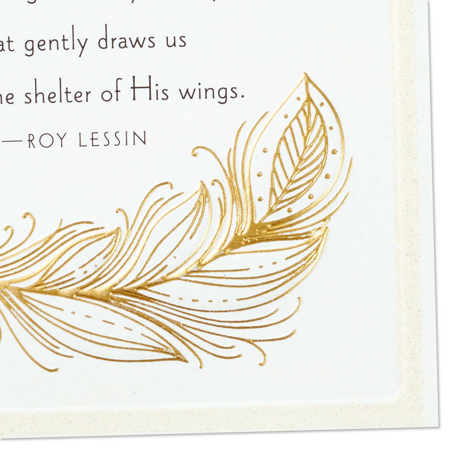 Gold Feathers in Frame Christian Sympathy Card Card Front Detail image number 5