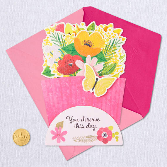 You Deserve This Day Flower Bouquet 3D Pop-Up Mother's Day Card, , large image number 6